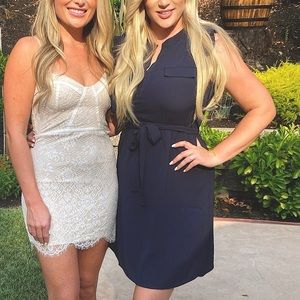 Dark blue tie waist summer dress L 💙